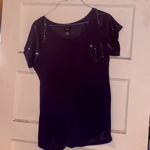 Navy short sleeve blouse.